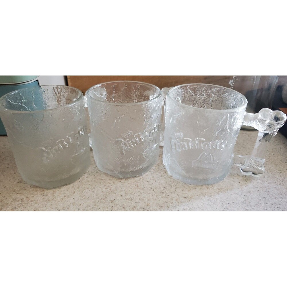 Vintage Flinstone Glasses - Set of 3